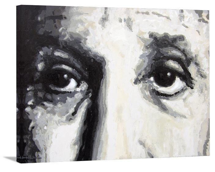 Neutral colored Einstein portrait print on canvas - "Einstein's Eyes" - Chicago Skyline Art