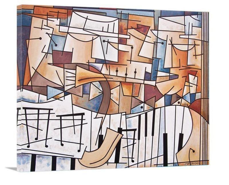 Cubist Art Canvas Print - "The Jazz Combo" - Chicago Skyline Art