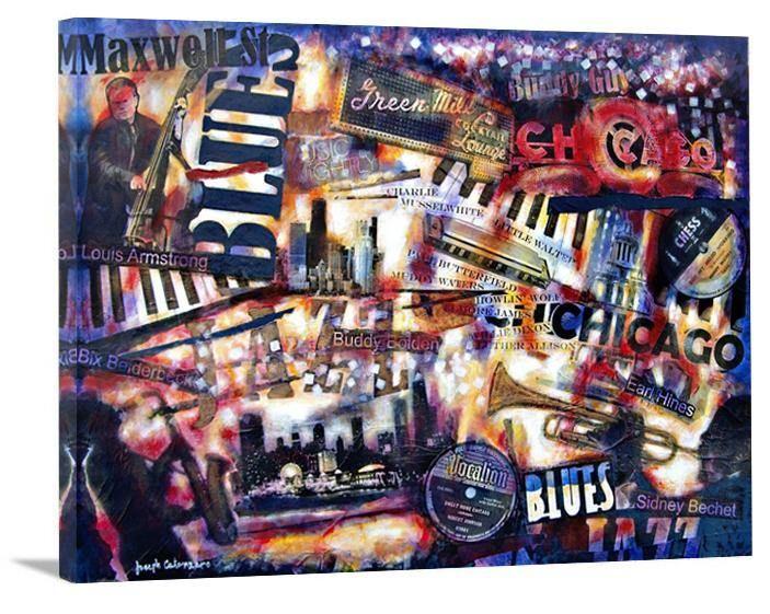Music Art Canvas Print - "Blues and Jazz - Chicago Style" - Chicago Skyline Art
