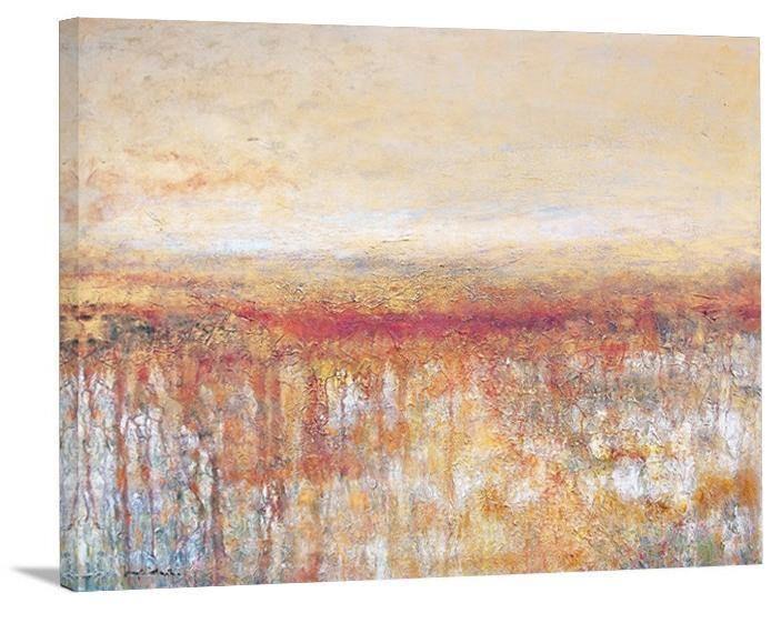 Contemporary Landscape Print on Canvas- "Golden Sky, Amber Fields" - Chicago Skyline Art