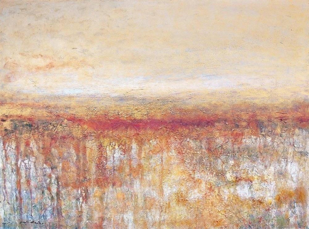 Contemporary Landscape Print on Canvas- "Golden Sky, Amber Fields"