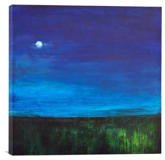 Colorful Moonlit Landscape Canvas Print - "In the Moonlight" - Chicago Skyline Art