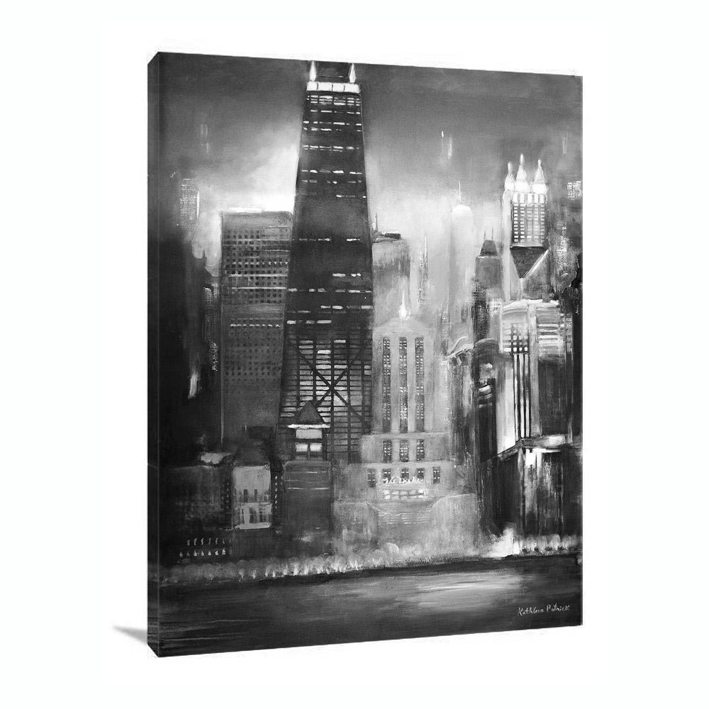 Chicago Skyline Canvas Print - "Chicago Skyline - Oak Beach" Black and White - 3