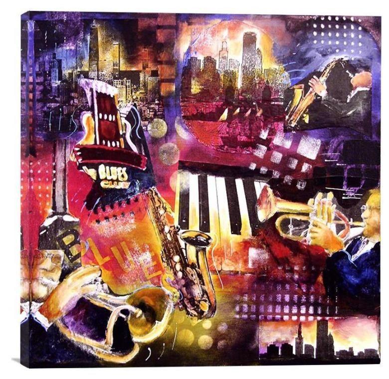 Chicago Blues Music  Art Print - "Blues - Chicago" - Chicago Skyline Art