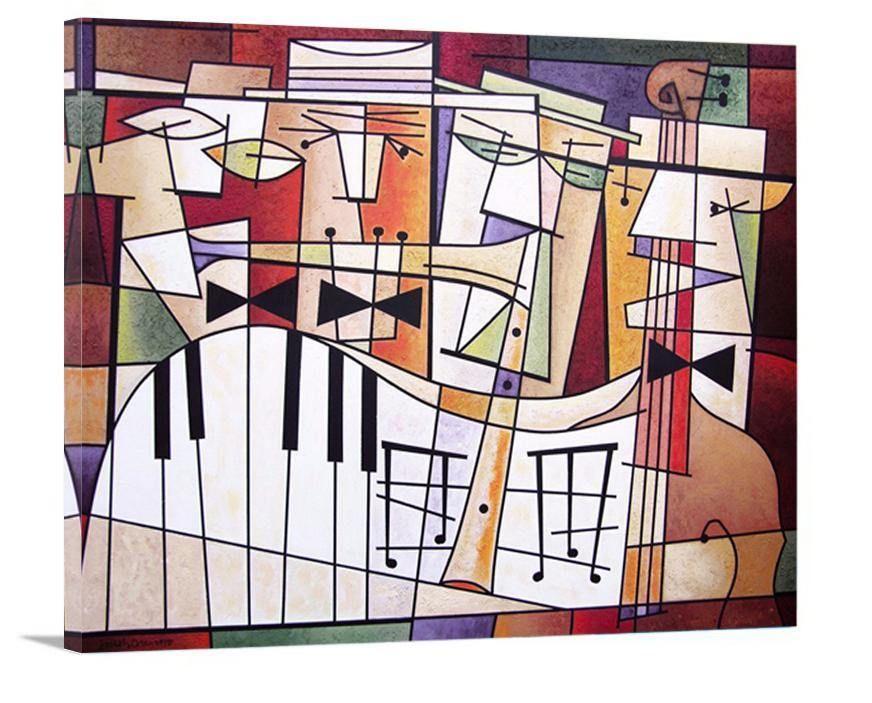 Music Art Print on Canvas - "Quartet - Chicago Skyline Art