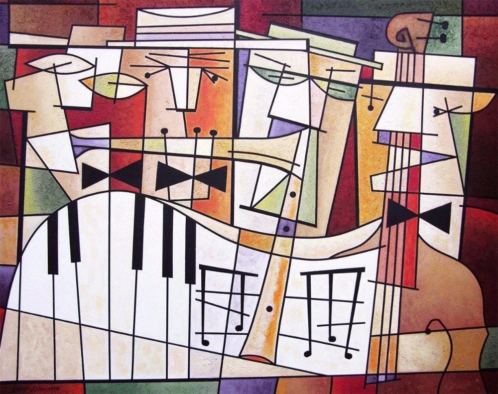 Music Art Print on Canvas - "Quartet - Chicago Skyline Art