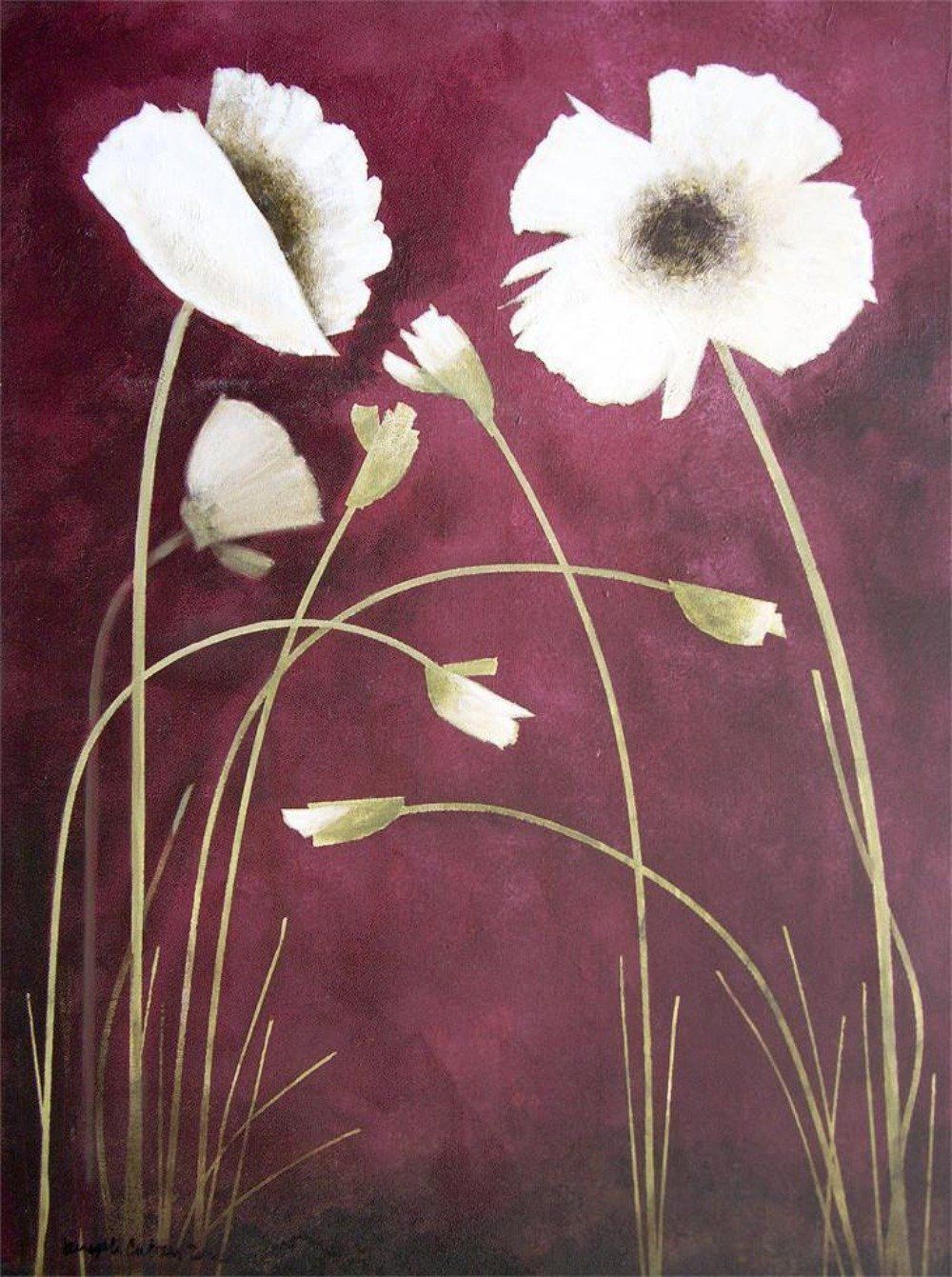 White poppies on canvas print