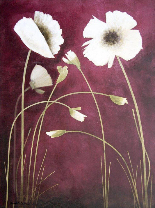 White poppies on canvas print