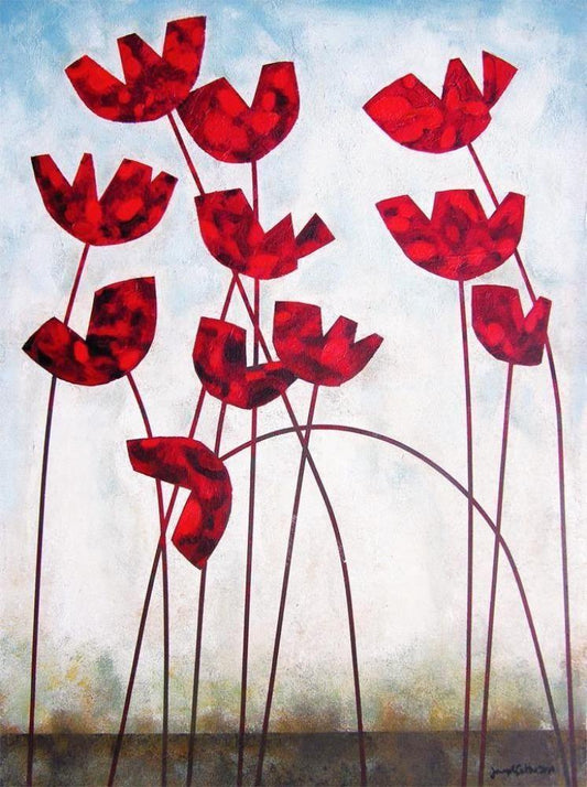 Modern Red Poppy Canvas Print on canvas