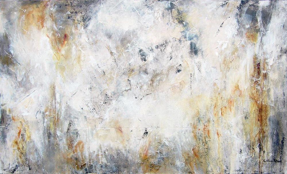 Neutral abstract painting print on canvas.