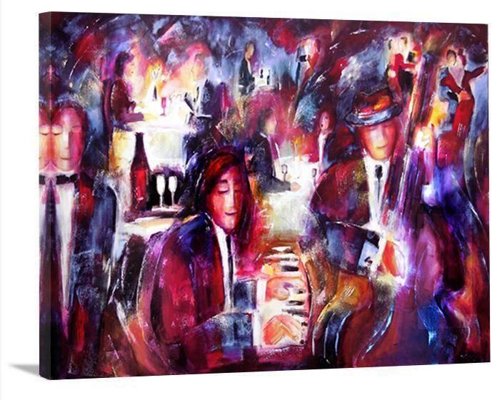 Romantic  Music and Wine Art Print on Canvas- "A Night of Music and Wine" 