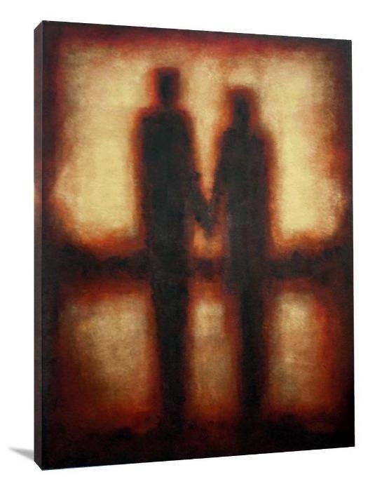 Couple In Love - Canvas Art Print - "Holding Your Hand" - Chicago Skyline Art