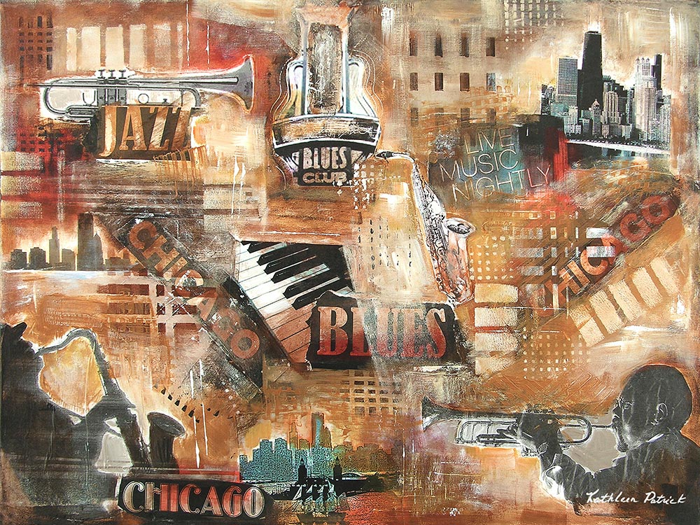 Music Art Print on Canvas - "Chicago Jazz and Blues"