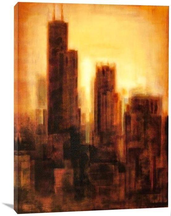 Chicago Skyline Painting Canvas Art Print