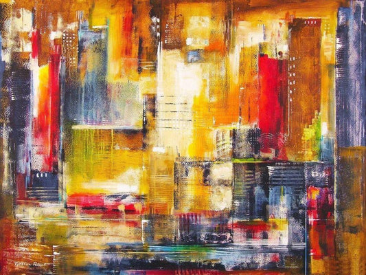Abstract cityscape painting of Chicago.