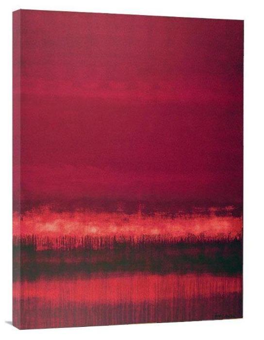 Minimalist Red Abstract Canvas Art Print - "Red Rain" - Chicago Skyline Art