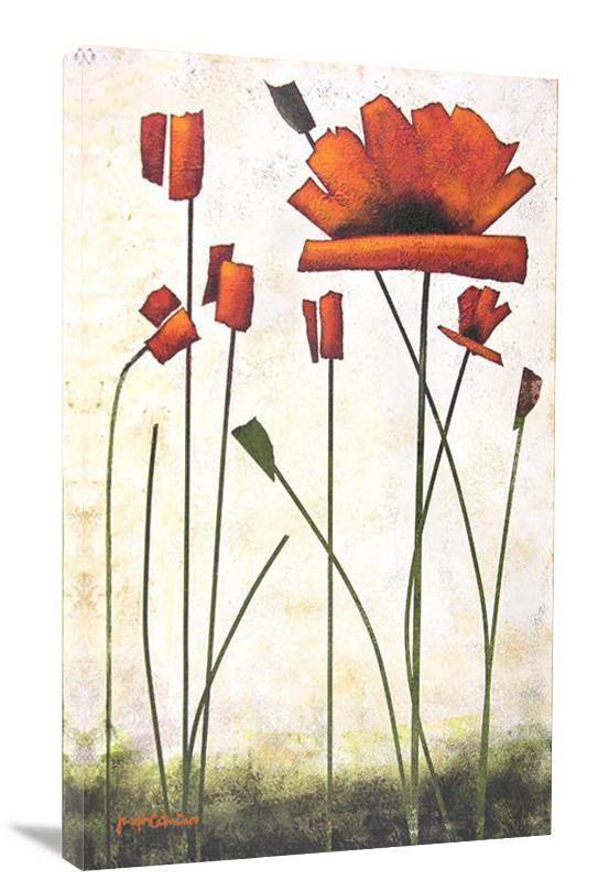 Poppy Painting Print on Canvas with 1.5 inch sides - "Blooming Poppy" 