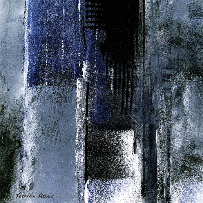 Neutral Blue Abstract Cityscape Painting - "Urban Edge 1"