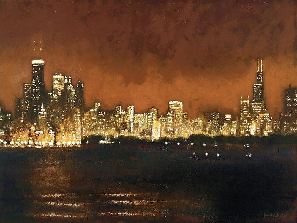 Chicago Canvas Art Print From a Chicago Painting - "Chicago Aglow"