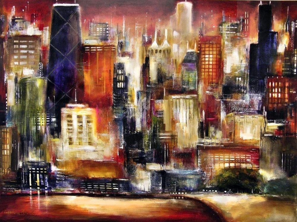 Chicago Skyline Art Canvas Print- "Oak Beach Skyline in Chicago"