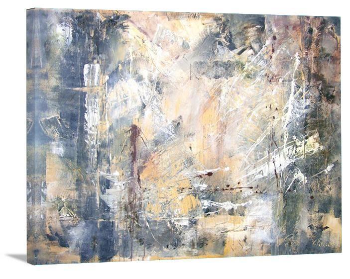 Neutral Colored Abstract Canvas Art Print - "Artifacts of Time" - Chicago Skyline Art
