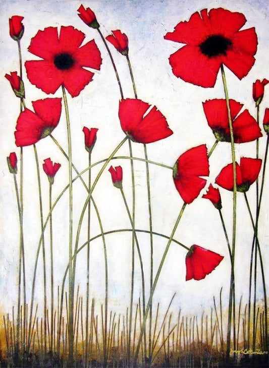 "Tall Red Poppies" - Large Red Poppy Canvas Print