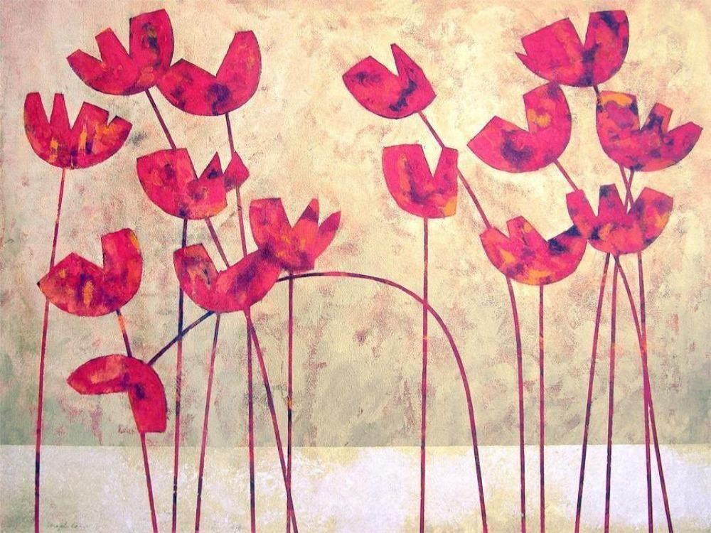 Modern Red Poppy Print 