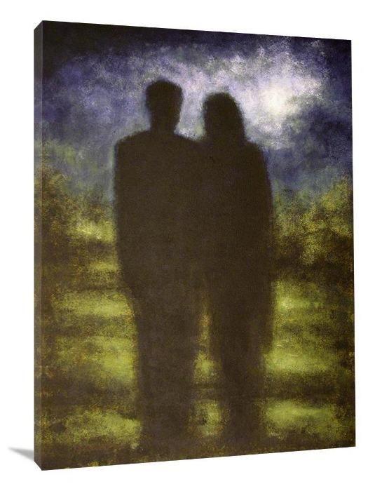 Painting Print - "A Midnight Moment" - A Couple Strolling - Chicago Skyline Art