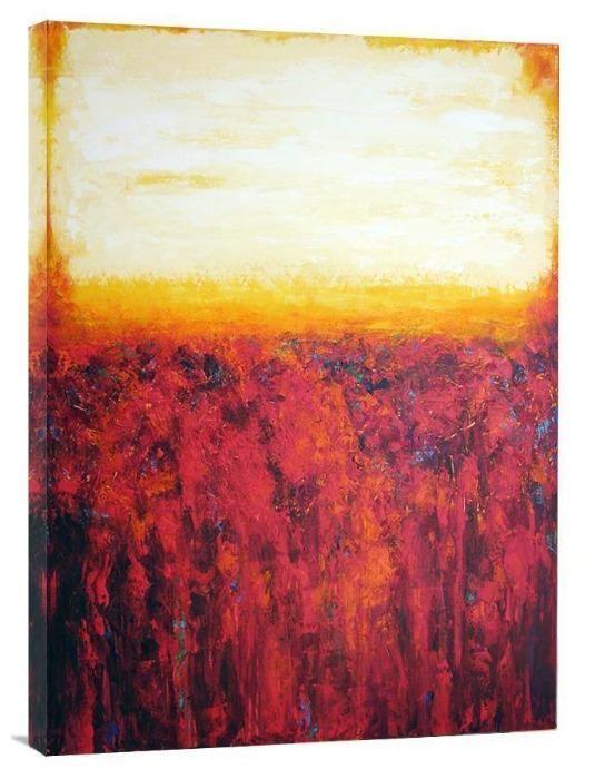 Abstract Painting Print - "Red Fields Horizon" - Chicago Skyline Art