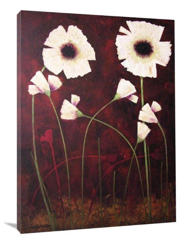 White Poppy Canvas Print -  "Warm White Poppies" - Chicago Skyline Art