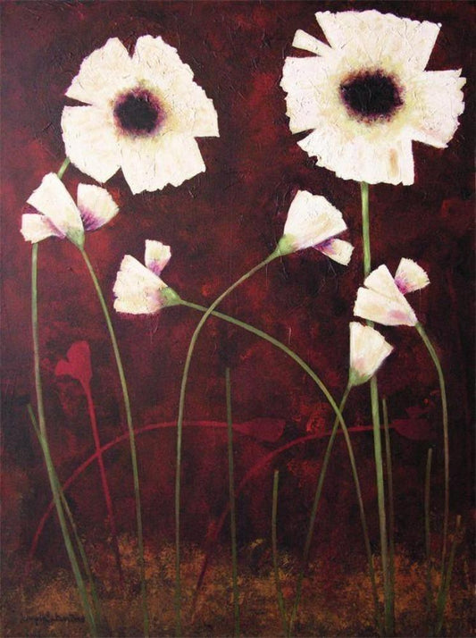 painting of white poppies - canvas print