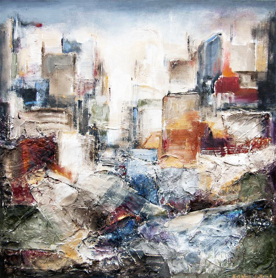 Abstract Skyline Canvas Art Print - "In The Urban Landscape" - Chicago Skyline Art