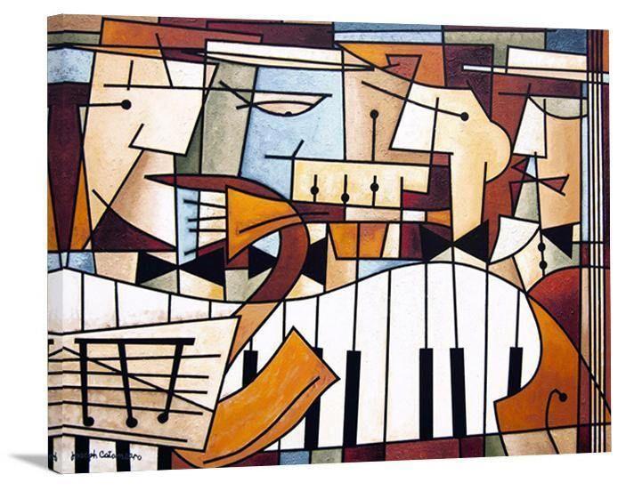 Cubist Painting Music Art Print on Canvas - "Four Musicians" 