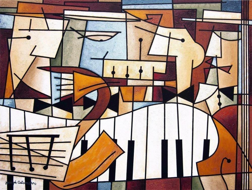 Cubist Painting Music Art Print on Canvas - "Four Musicians"