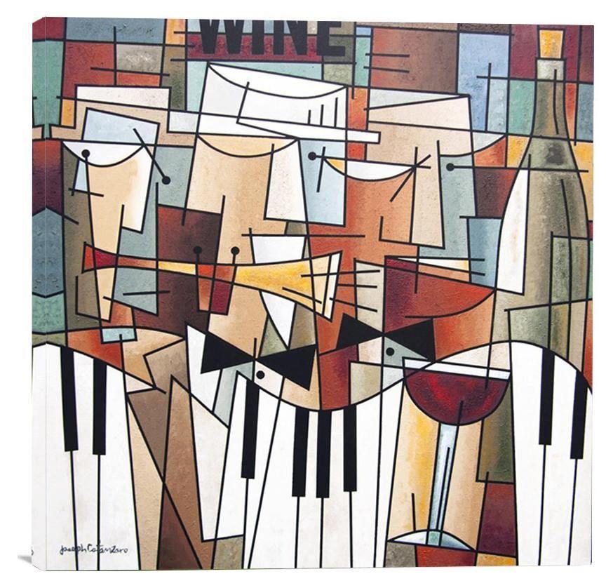 Wine and Music Art Painting Print - "Music, Wine and Conversation" - Chicago Skyline Art
