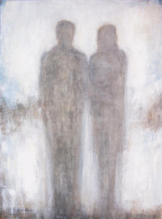 Romantic Couple In Love Canvas Art Print - "Holding Hands" - Chicago Skyline Art