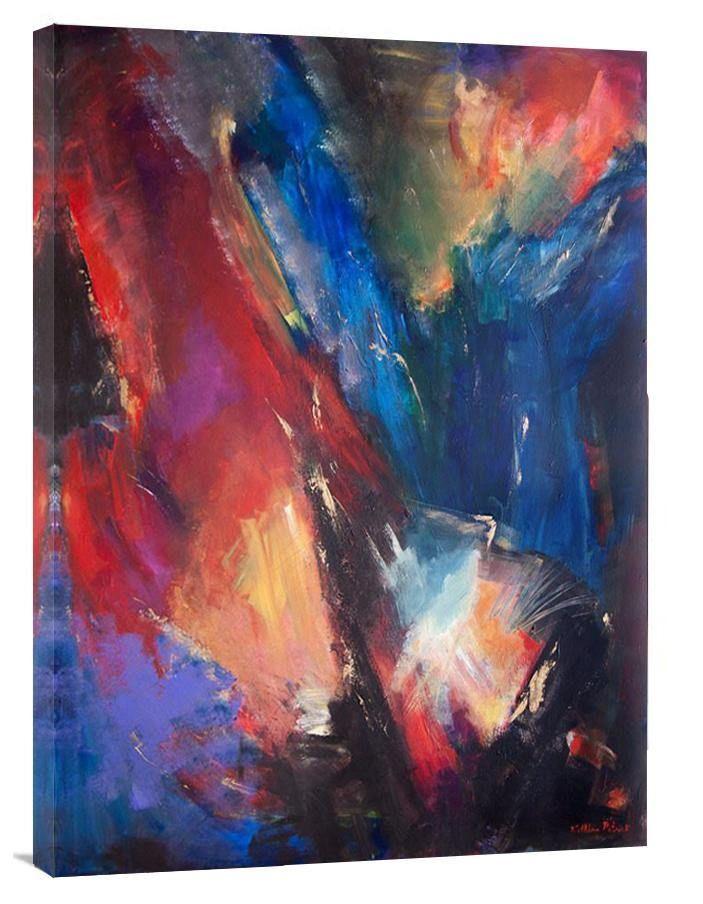 Jewel Toned Abstract Art Canvas Print - "On the Journey" - Chicago Skyline Art