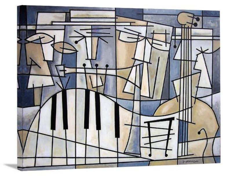 Music Art Canvas Wrap Print - "Mellow Jazz Quartet" - Chicago Skyline Art