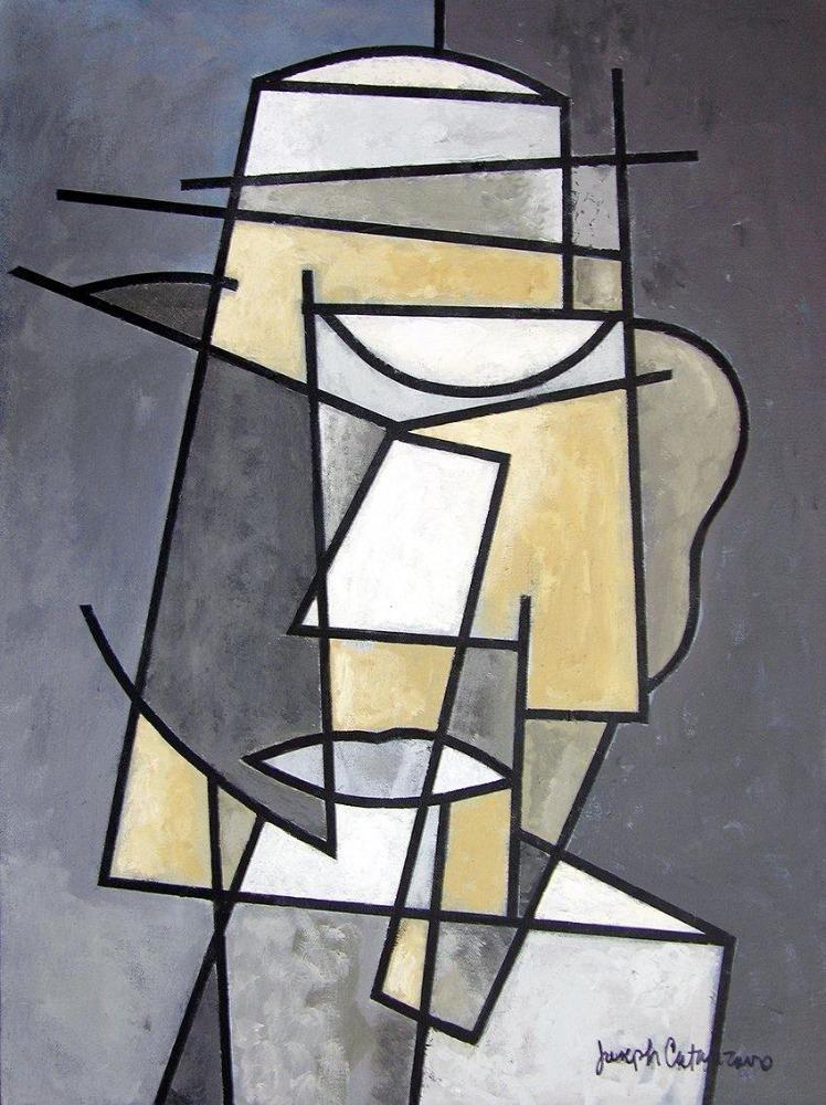 Gray Abstract Art Canvas Print  - "Mr. Man"