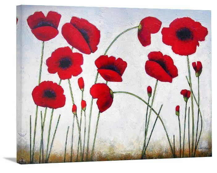 Poppy Art Print  -  "Deep Red Poppies" - Chicago Skyline Art