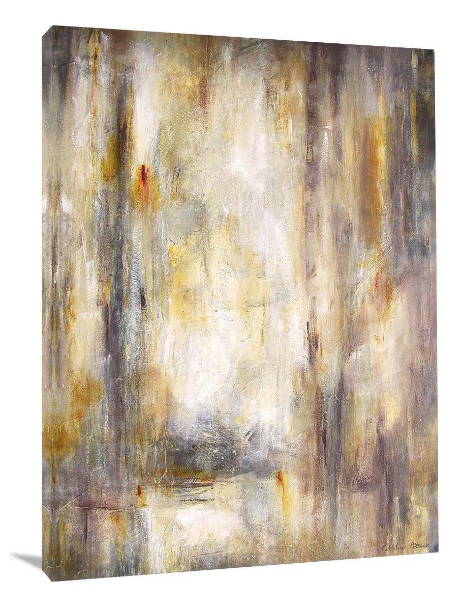 Neutral Colored Abstract Canvas Art Print- "The Memory of Time" - Chicago Skyline Art