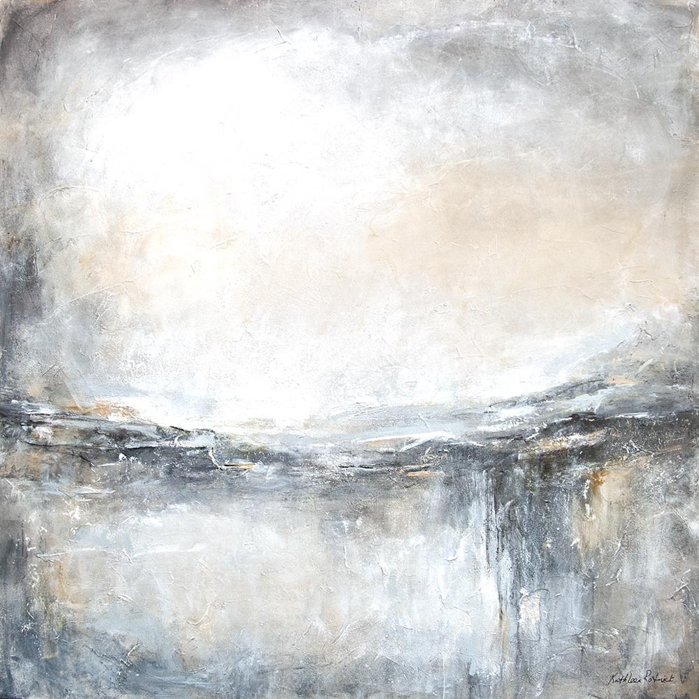 Neutral Colored Abstract  Landscape Painting Image- "Misty Morning" 