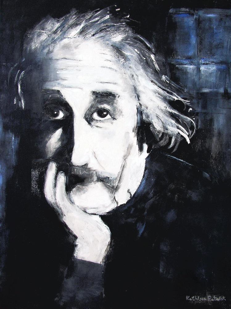 Neutral colored Einstein portrait print on canvas. - "Einstein"