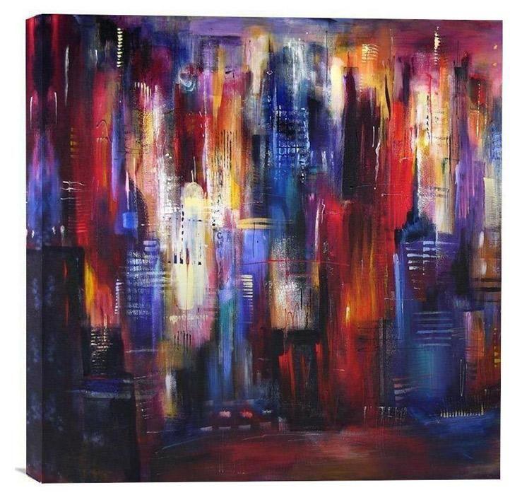 Original Abstract Cityscape Artwork - Abstract Art Canvas Print - "In Downtown Chicago"