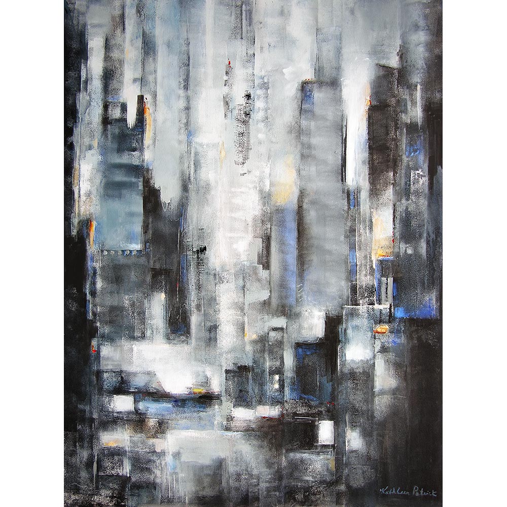 Neutral Abstract Cityscape Painting - "Center of the City" 