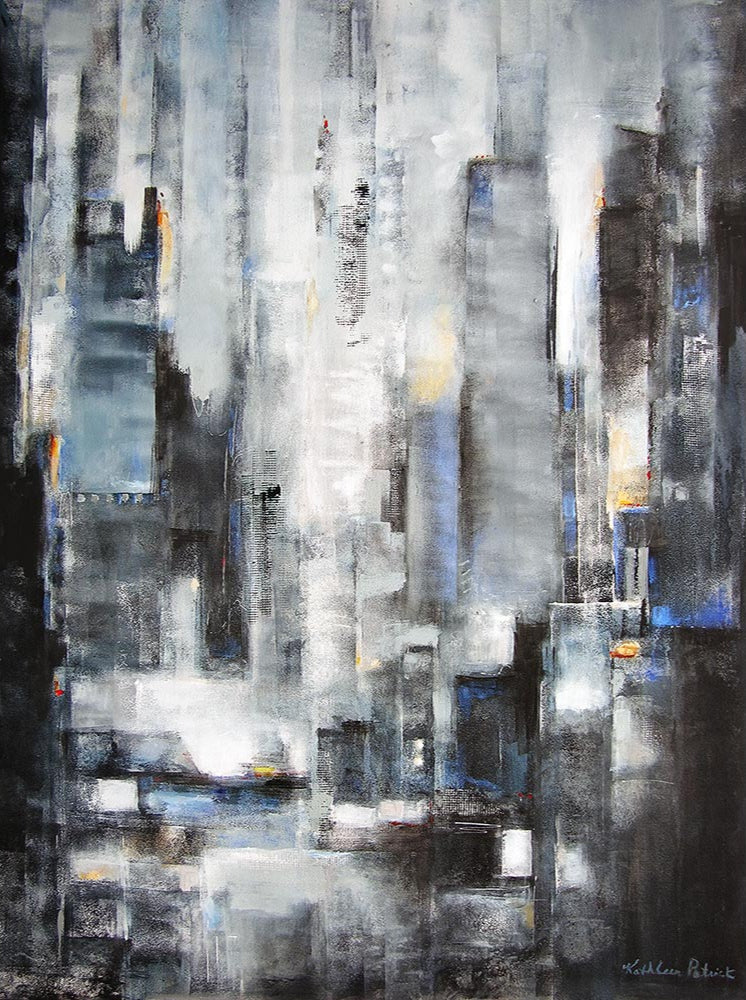 Neutral Abstract Cityscape Painting - "Center of the City" 