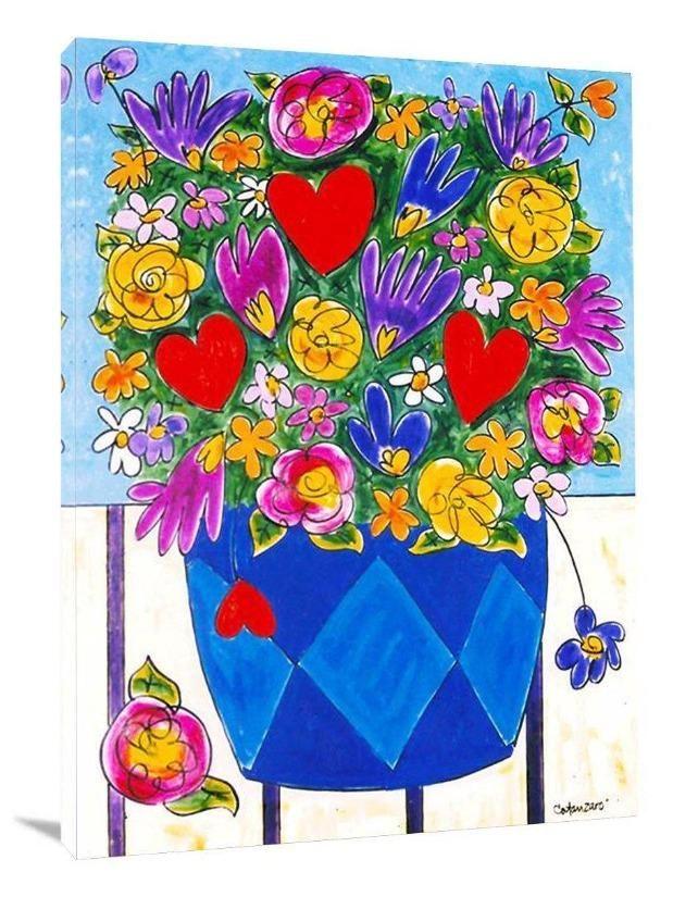 Floral Canvas Art Print - "A  Crazy Kinda Love - Bouquet" - Art Painting Print - Chicago Skyline Art