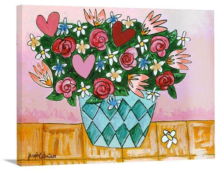 Canvas Print- "I Love Pink - Love Bouquet"