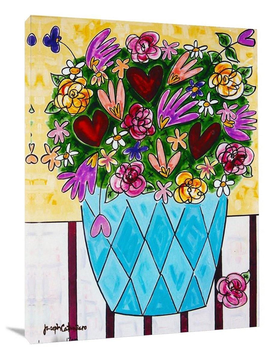 Floral Canvas Print - "Glowing Hearts -Love Bouquet" - Art Painting Print - Chicago Skyline Art