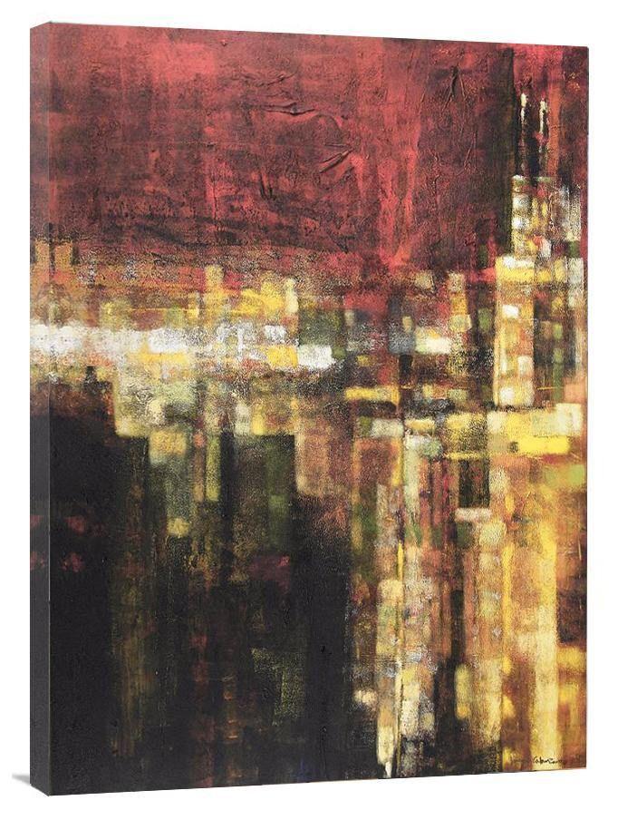 Abstract Cityscape Canvas Art Print - "Chicago at Night"